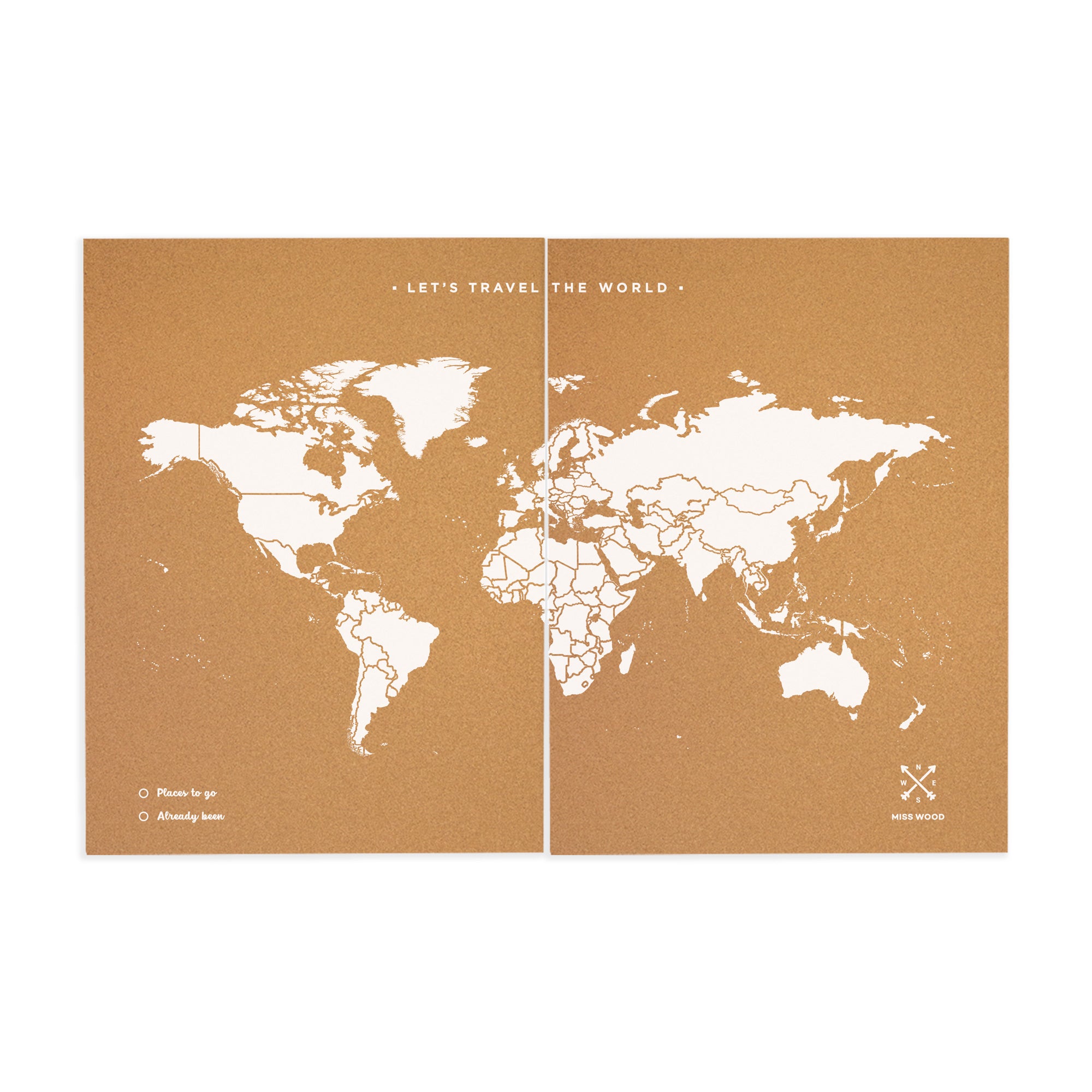 Cork World Map -  Woody Map Natural World