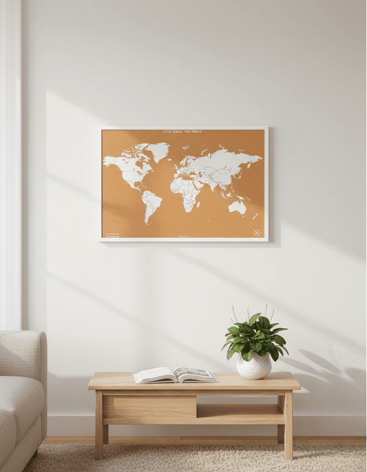 Mapamundi de Corcho Blanco – 90x60 cm - Misswood