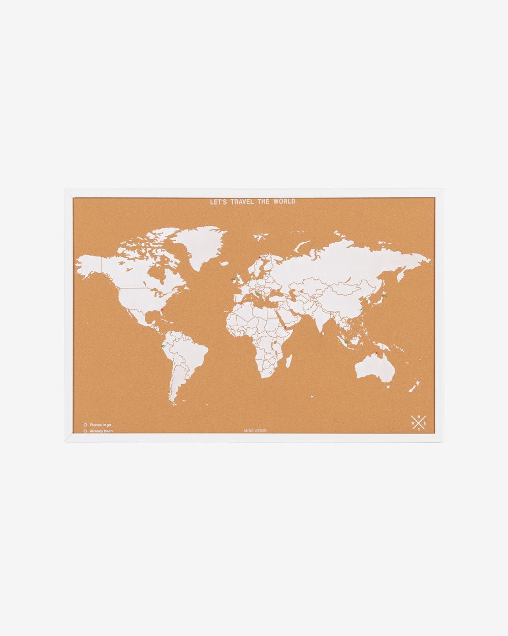 Mapamundi de Corcho Blanco – 90x60 cm - Misswood