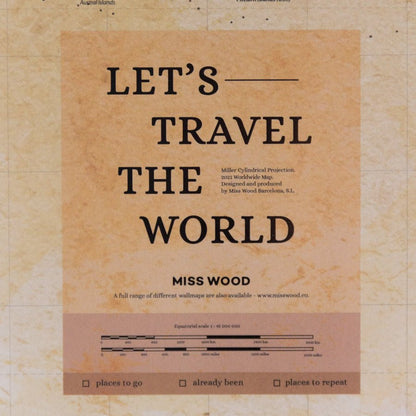 Lámina Mapamundi - Woody Map Poster - Misswood