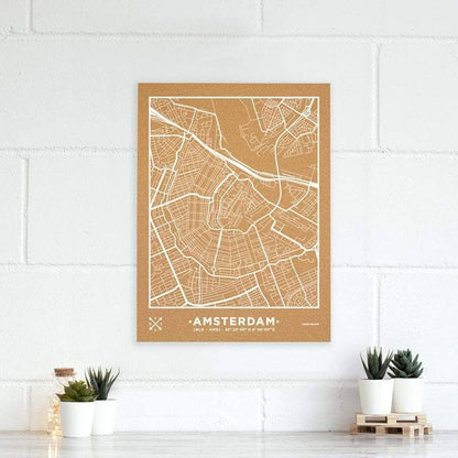 Mapa de corcho - Woody Map Natural Amsterdam - Misswood