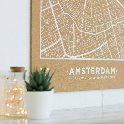 Mapa de corcho - Woody Map Natural Amsterdam - Misswood