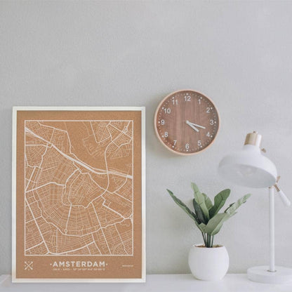Mapa de corcho - Woody Map Natural Amsterdam - Misswood