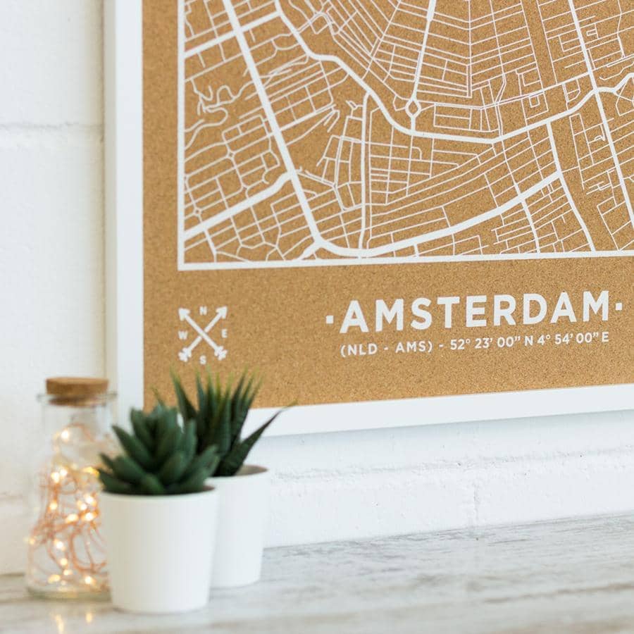 Mapa de corcho - Woody Map Natural Amsterdam - Misswood