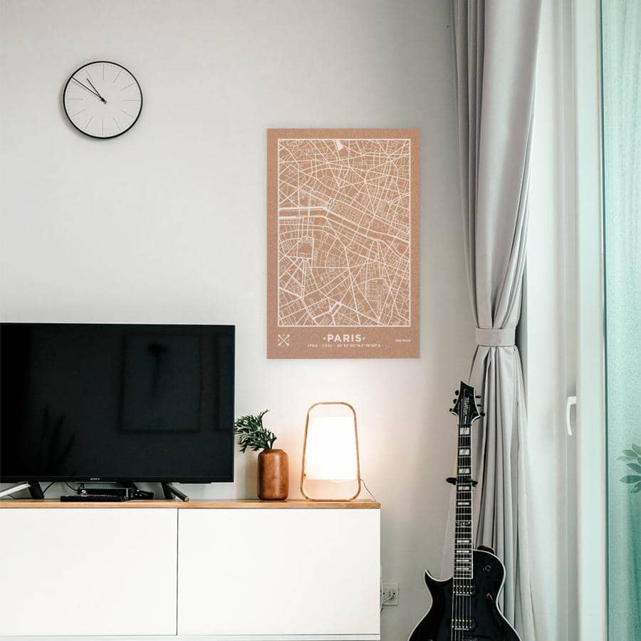 Mapa de corcho - Woody Map Natural Paris - Misswood