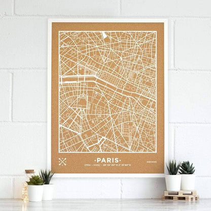 Mapa de corcho - Woody Map Natural Paris - Misswood