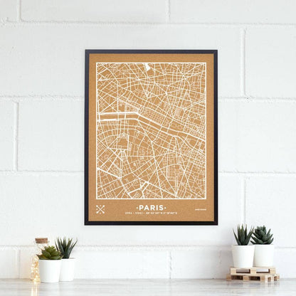 Mapa de corcho - Woody Map Natural Paris - Misswood
