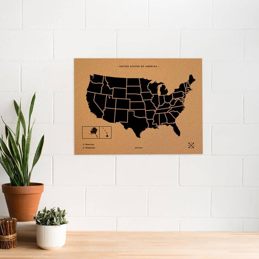 Mapa de corcho - Woody Map Natural EE.UU.-90 x 60 cm / Negro / Sin marco-90 x 60 cm-Negro-Sin marcoMisswood
